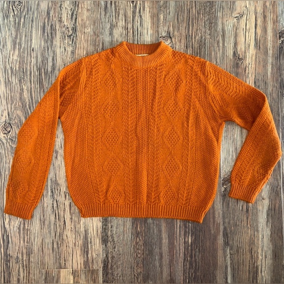 Vtg College Town Of Boston Knit Orlon Acrylic Sweater No Size Tag Burnt Orange - Picture 1 of 8